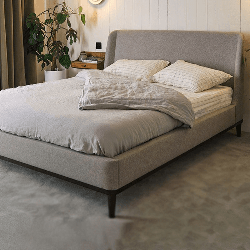 Bed 02 Linen Double Frame, Natural