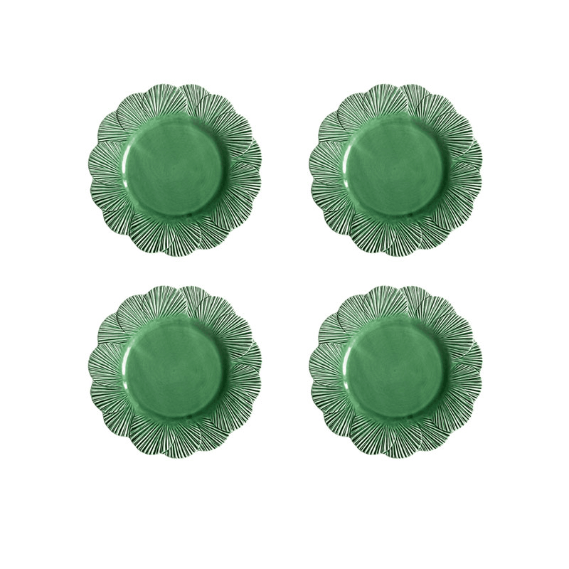 Laguna Shell Set of 4 Dinner Plates, H 3cm, W 28cm, D 28cm, Green
