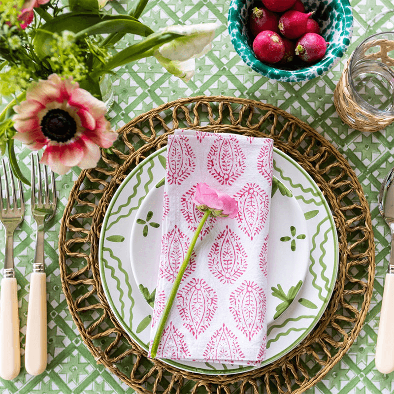 Leaf Set of 4 Napkins, 45 x 45cm, Pink