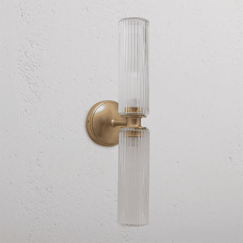 Claremont  Flutted Glass Wall Light, H40cm, Antique Brass