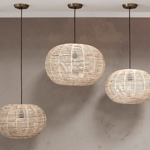 Noko Round Wicker Pendant, D35cm, Natural