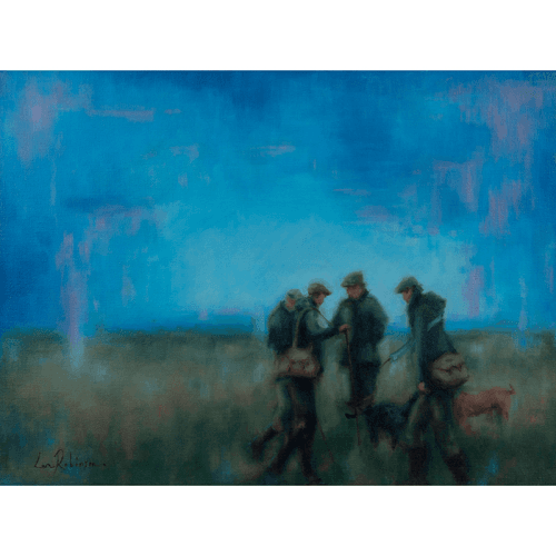 Image showing the Shooters Gathering Framed Oil Painting on Canvas, 79 x 99cm, Multi product.