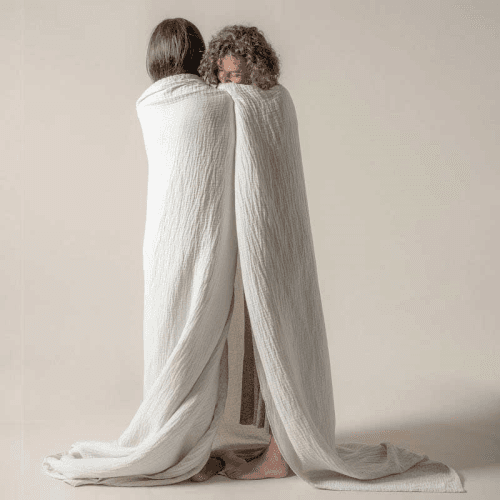 Image showing the The linen & cotton throw, 250 x 250cm, Clay product.