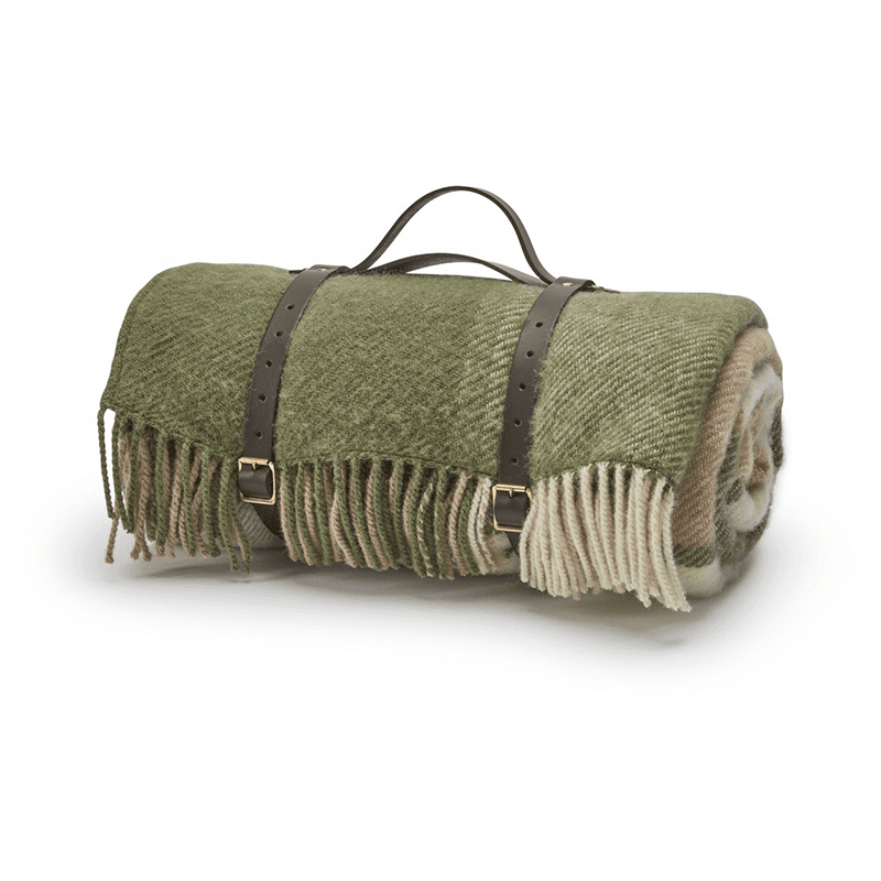 Block Check Polo Picnic Rug, 145 x 183cm, Olive