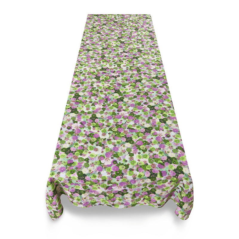 Le Marché aux Fleurs Linen Tablecloth, 250cm x 165cm, Purple/Pink/Green