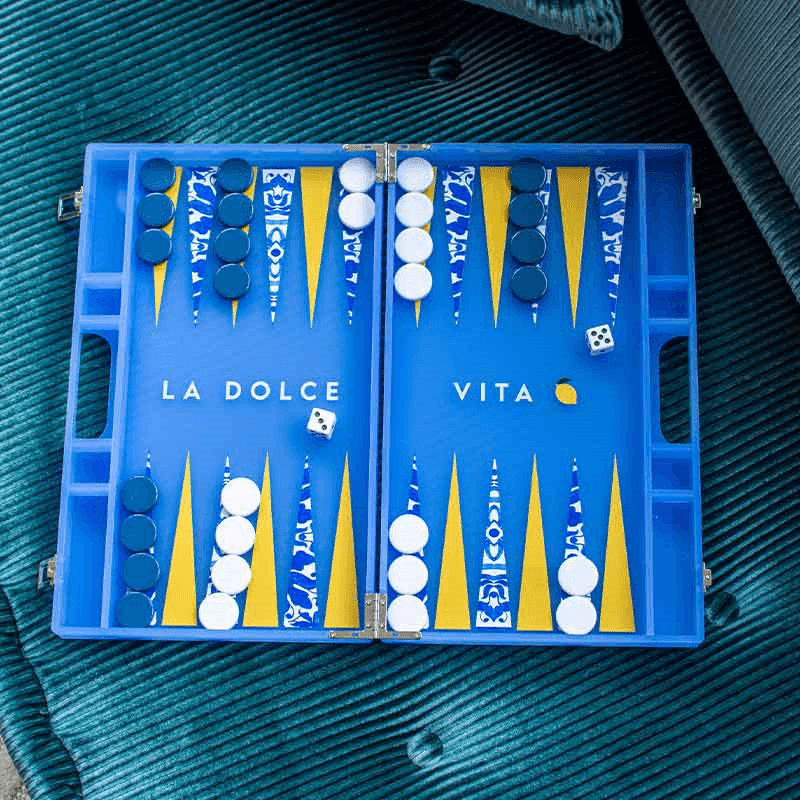 Dolce Vita Backgammon Board, L45 x W38cm, Blue