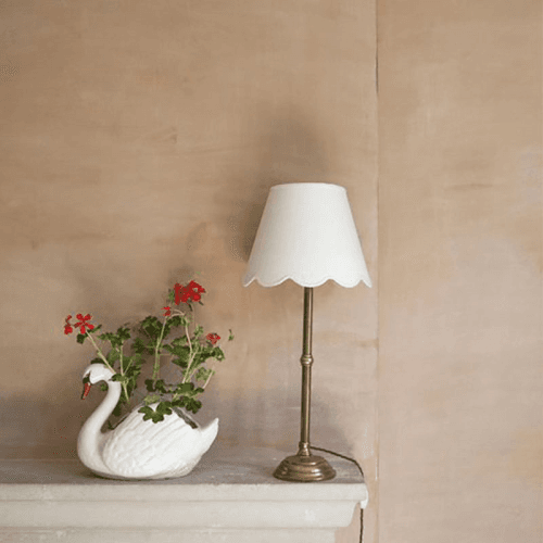Image showing the Fabric Scallop Small Lampshade, White product.