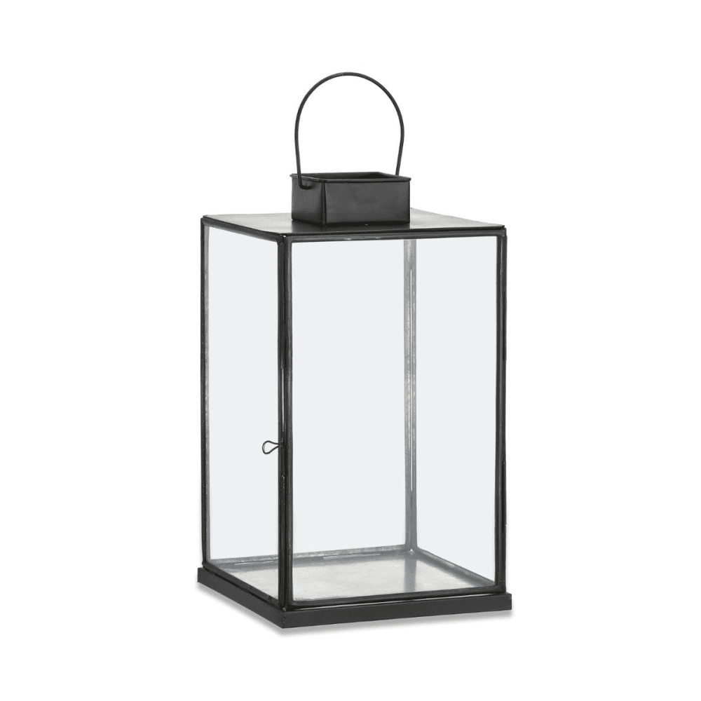 Sia Lantern, H58cm, Antique Black/Clear