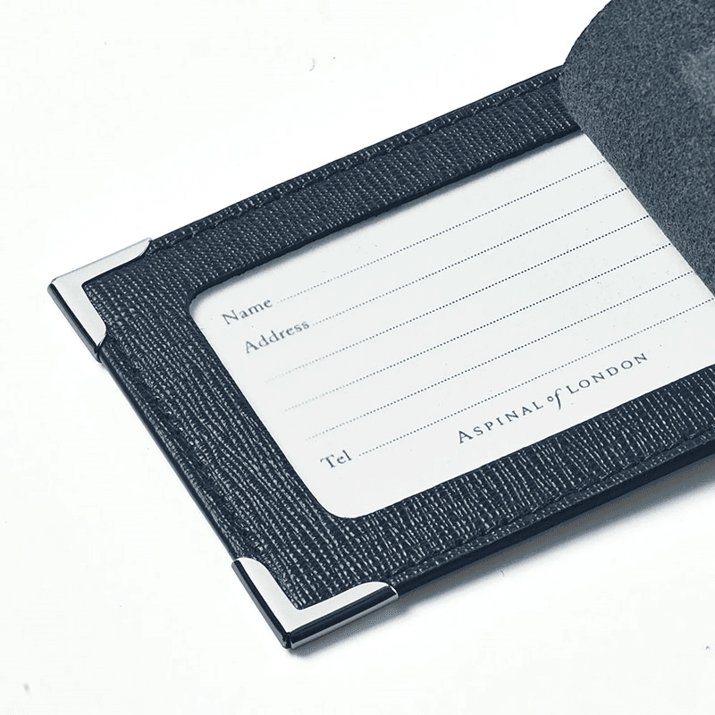 Set of 2 Luggage Tags, Navy Saffiano