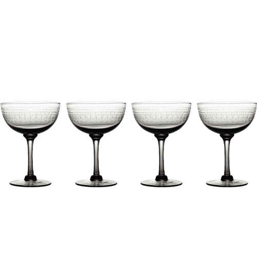 Image showing the Ovals Set of 4 Champagne Saucers, 150ml, Smoky product.