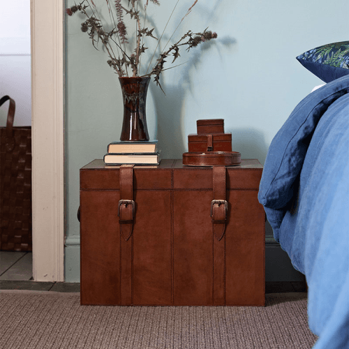 Image showing the Leather Medium trunk, 51 x 39 x 39cm, Conker Brown product.