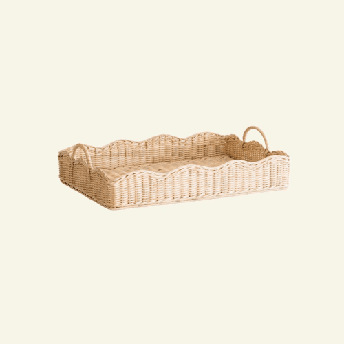 Image showing the Rattan Scalloped Tray, Natural product.