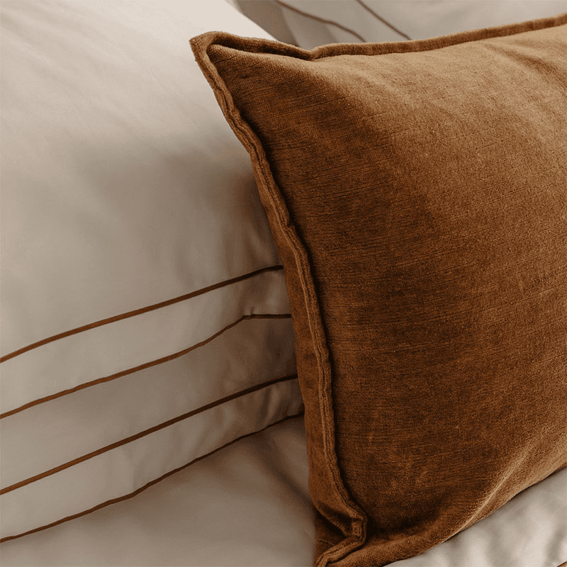 Verity Linen Velvet Rectangular Cushion Cover, 45 x 65cm, Nougat