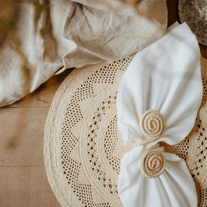 Classic Set of 2 Open Weave Placemats, D30cm, Natural