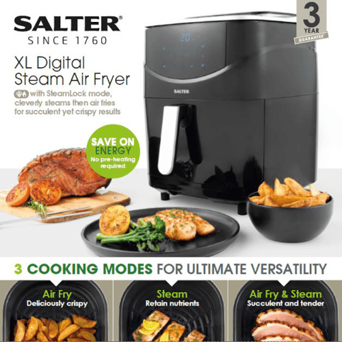 XL Digital Steam Air Fryer, 6.5, Black