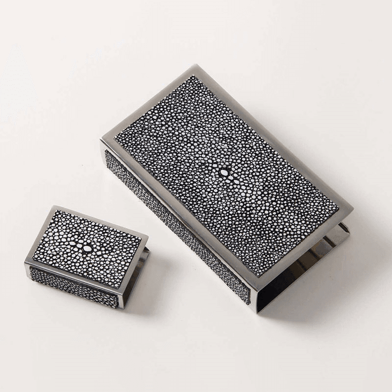 Large Match Box Holder, 13 x 7cm, Charcoal Shagreen