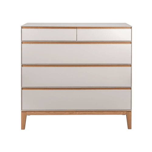 Image showing the Lars Five Drawer Dresser, H94 x W100cm, Cashmere and Oak product.