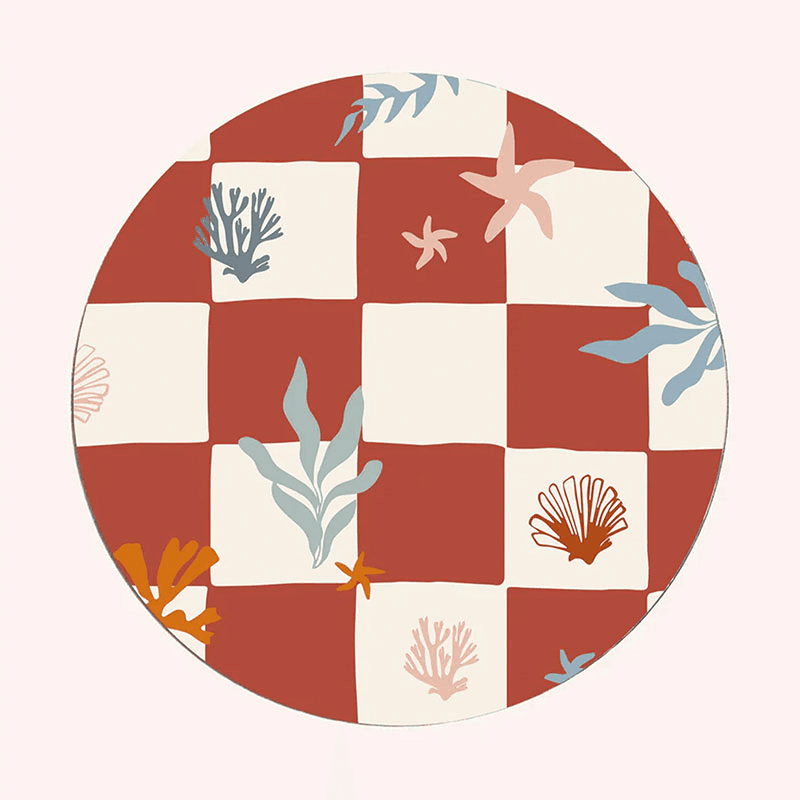 Nautical Checks Set of 6 Placemats, D29cm, Red & Blue