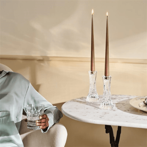 Image showing the Lismore Diamond Set of 2 Candlesticks, 18cm, Clear product.