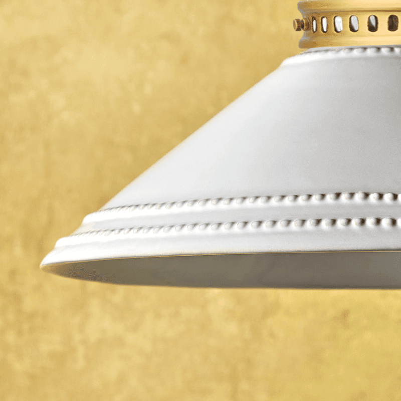 Ted Ceramic Shade with Antiqued Silver Gallery, D29.5cm, Stone