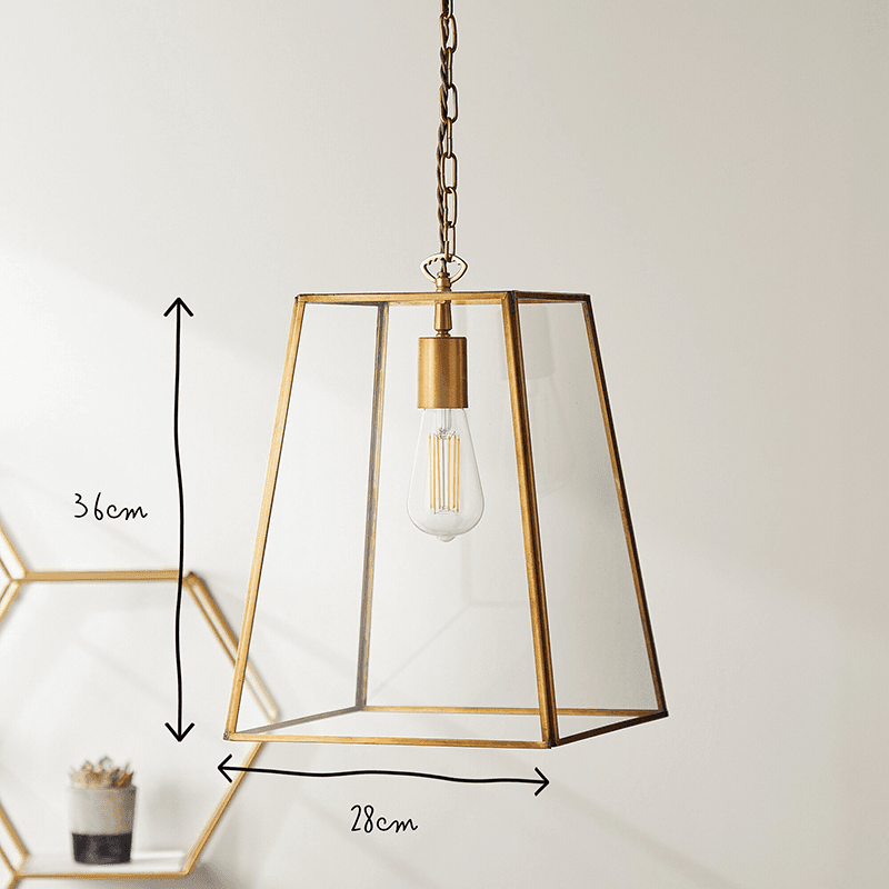 Luxor Large Lantern Pendant, H36cm x W28cm, Antique Brass