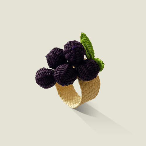 Image showing the Narino Grapes Set of 4 Woven Napkin Rings, Purple product.