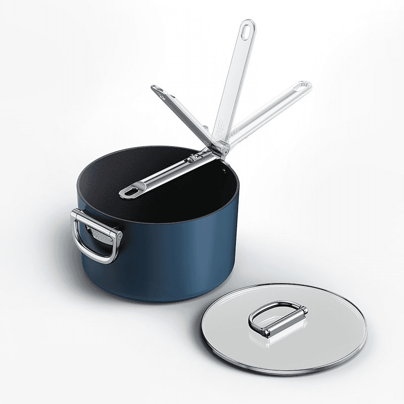 Space Folding Saucepan & Lid, 23cm, Midnight Blue