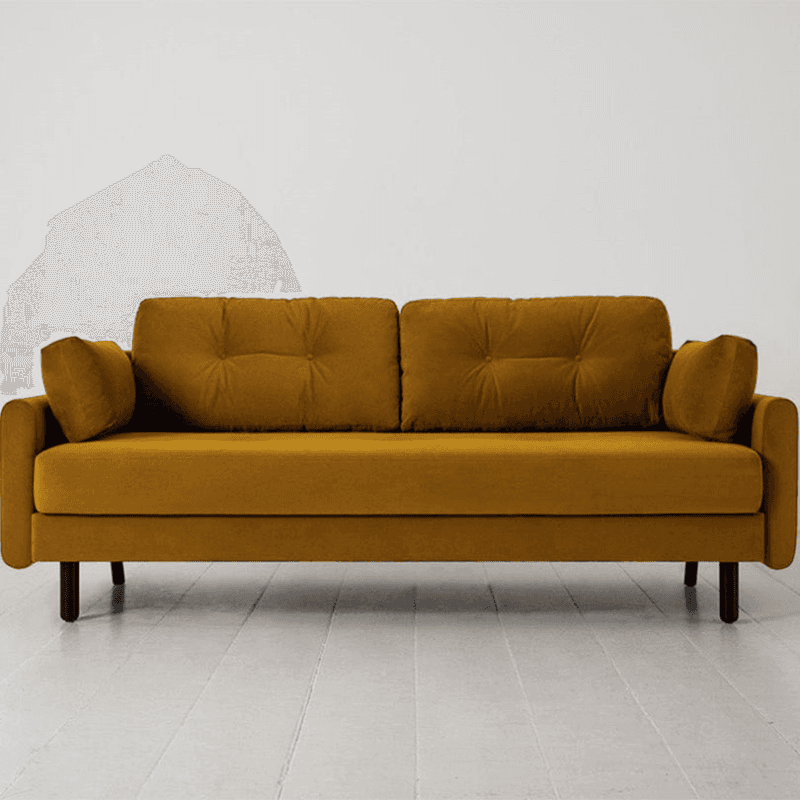 Model 04 3 Seater Velvet Sofa, Mustard
