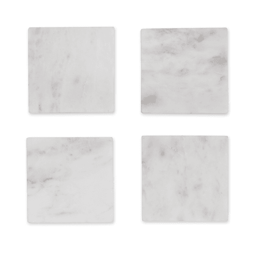 Image showing the Marble Set of 4 Coasters, 11cm, White product.