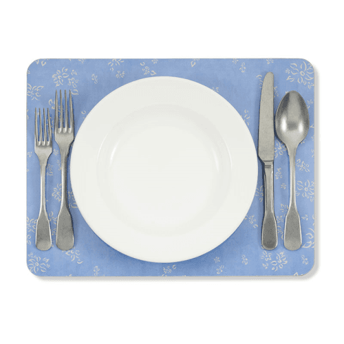 Image showing the Falling Flower Rectangle Placemat, 38 x 29 cm, Powder Blue product.
