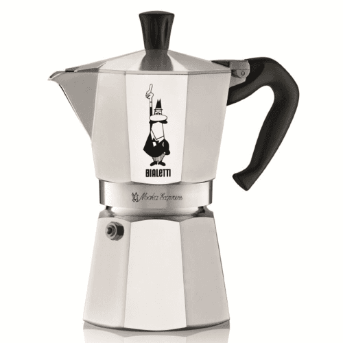 Image showing the Moka Express Aluminium stovetop coffee maker, 6 cup, Silver product.