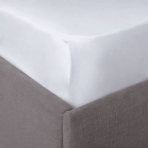 Image showing the 300 Thread Count Egyptian Cotton Sateen Double deep fitted sheet, W140 x L190 x D34cm, White product.