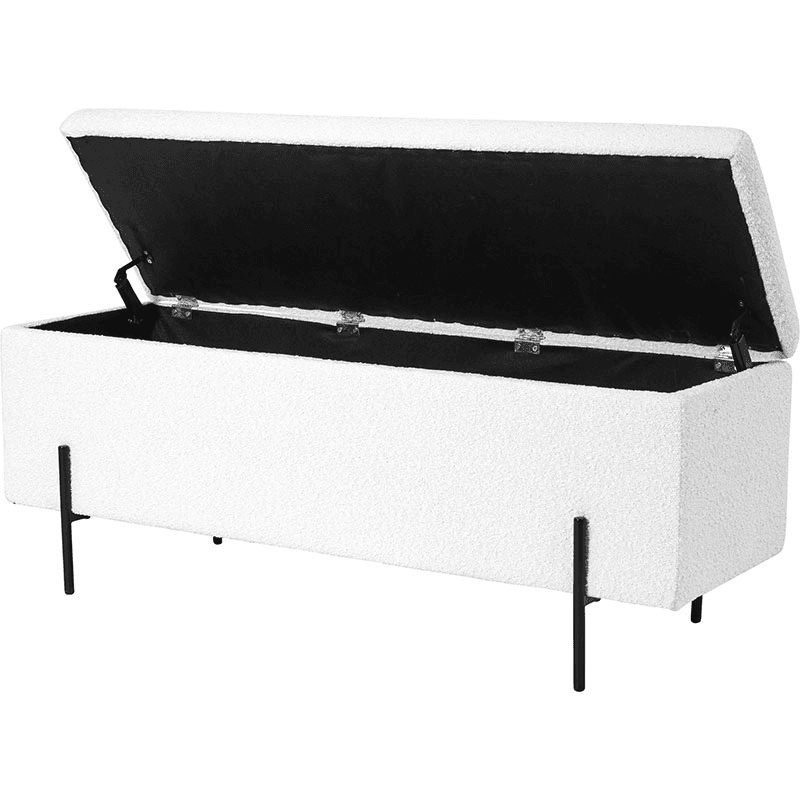 Catania Boucle Storage Bench, White