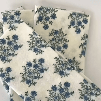 Mayo Flowers Set of 4 Napkins, 45 x 45cm, Green & Blue