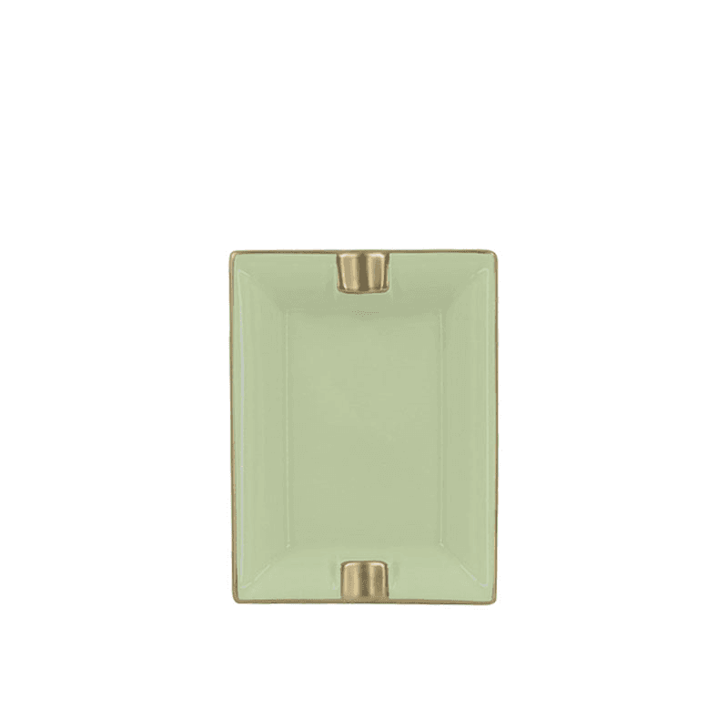 Sous Le Soleil Ashtray, W9.5 x L11cm, Matt Gold Classic Pastel Green