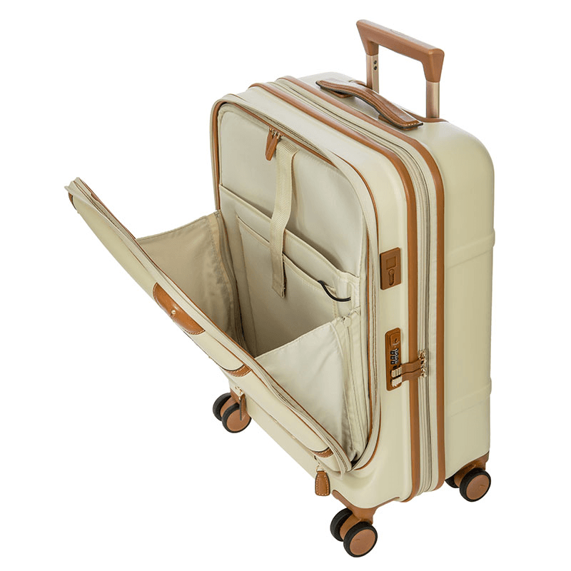 Bellagio Carry-On Suitcase with Front Pocket, H55 x L38 x W23/27cm, Cream