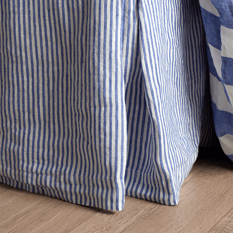 Cora Stripe Linen Duvet Cover, Super King, Cobalt