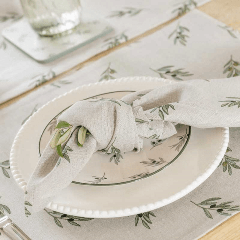 Olive Branch Set of 4 Napkins, Neutral