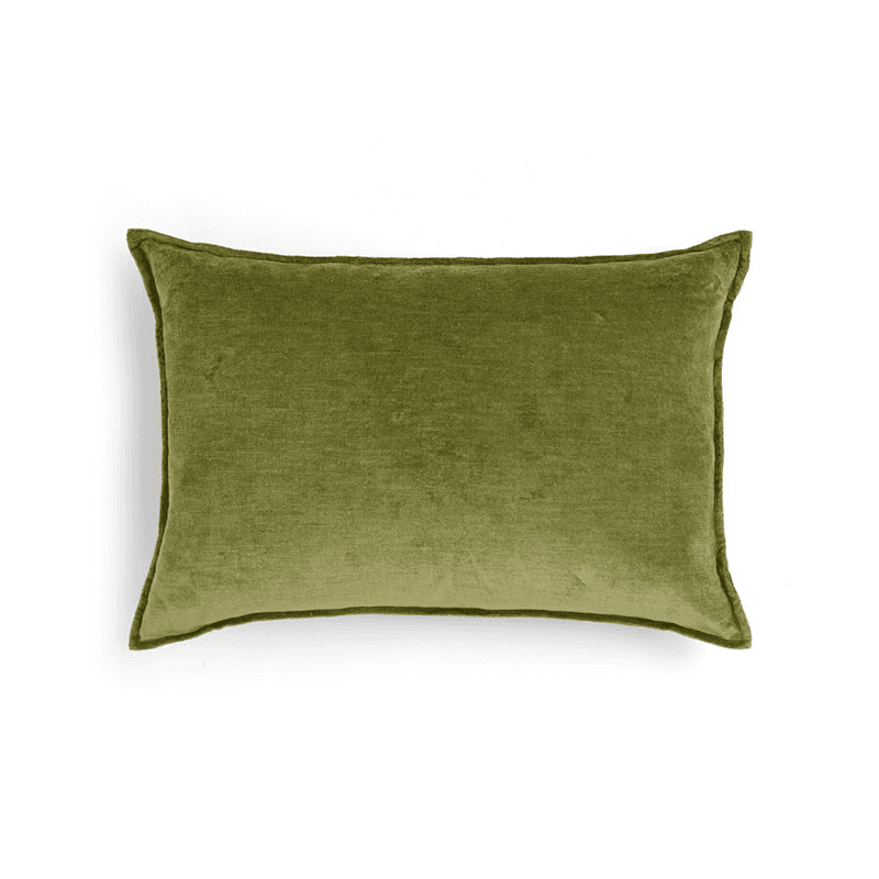Verity Linen Velvet Rectangular Cushion Cover, 45 x 65cm, Moss