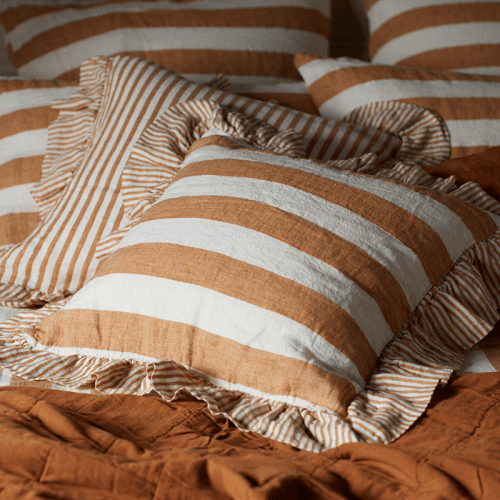 Image showing the Cora Wide Stripe Cushion Cover, 50 x 50cm, Amber product.