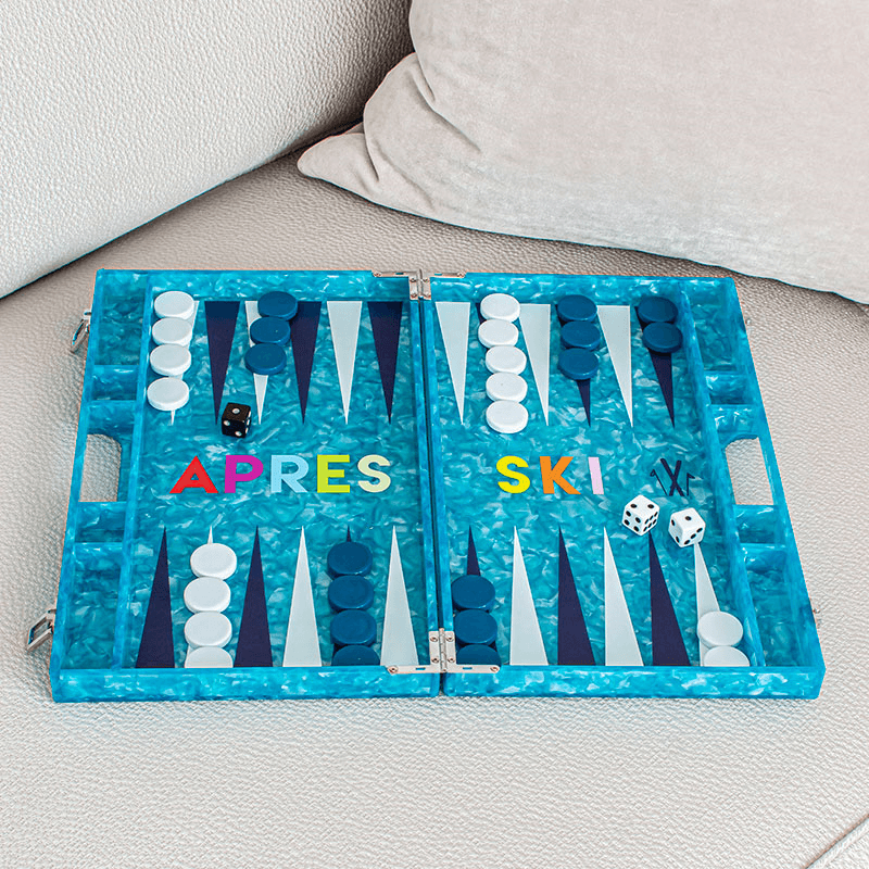 Apres Ski Backgammon Board, L45 x W38cm, Blue