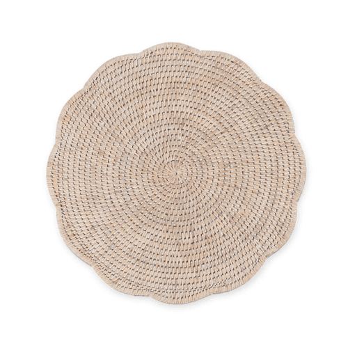 Image showing the Ashcroft Set of 6 Scalloped Placemats, D35cm, Rattan product.