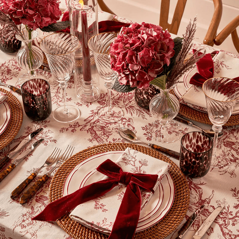 Provence Set of 4 Starter Plates, D19.5cm, Burgundy