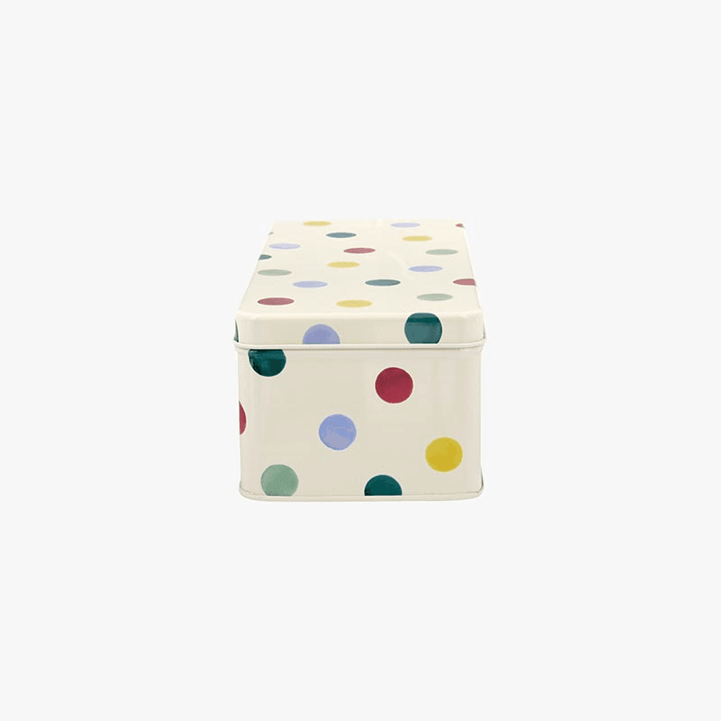 Polka Dot Long Deep Rectangular tin, 24cm X 10cm X 7cm