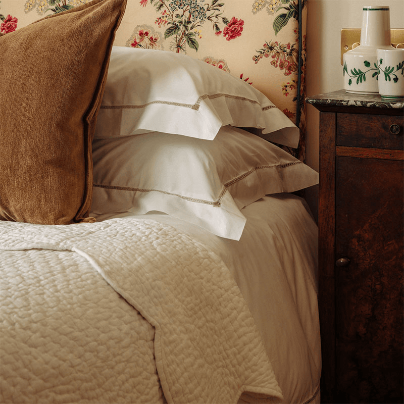 Georgiana Ladderstitch Duvet Cover, Superking, Nougat