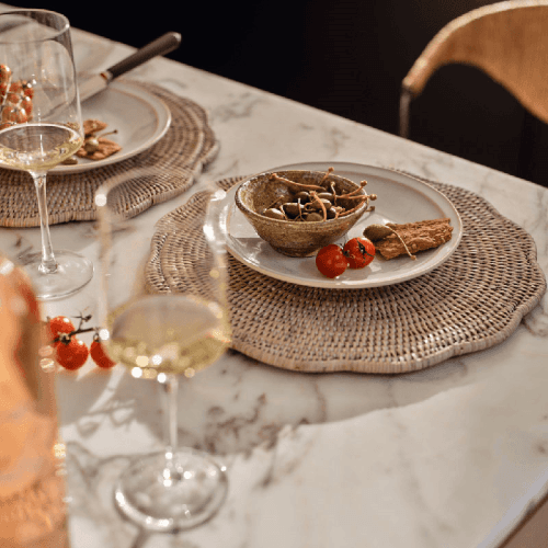 Image showing the Ashcroft Set of 6 Scalloped Placemats, D35cm, Rattan product.