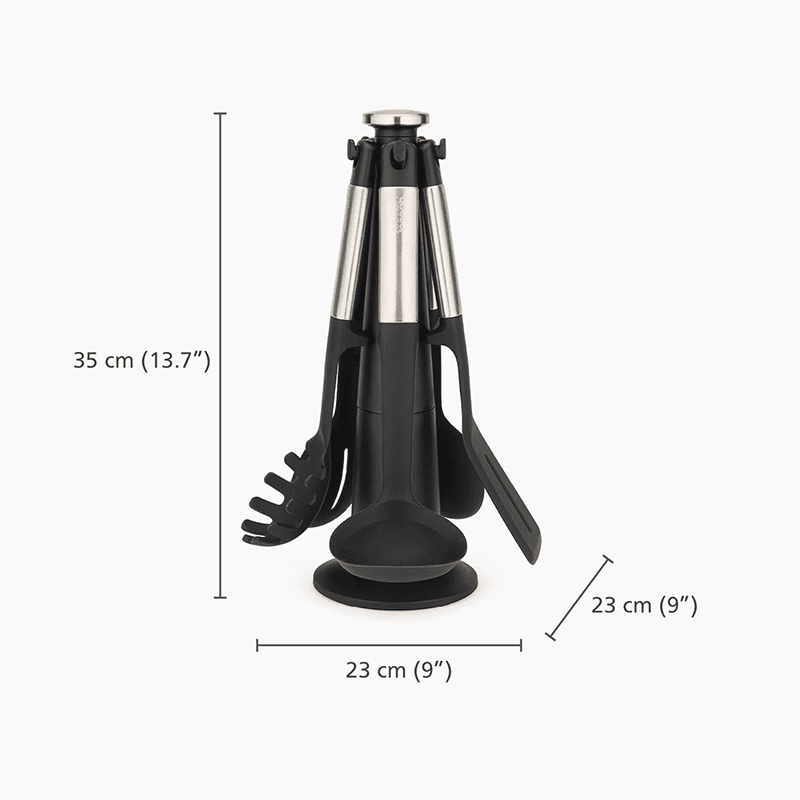 Elevate Silicone 5 Piece Utensil Carousel Set, Stainless Steel