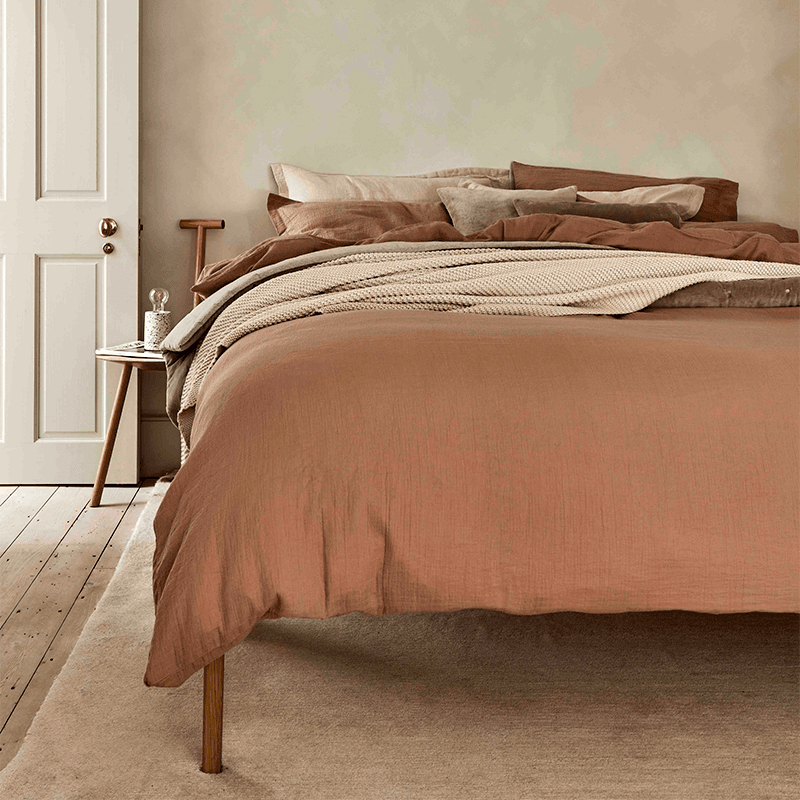 Organic Retreat Fitted Sheet, Double, Clay