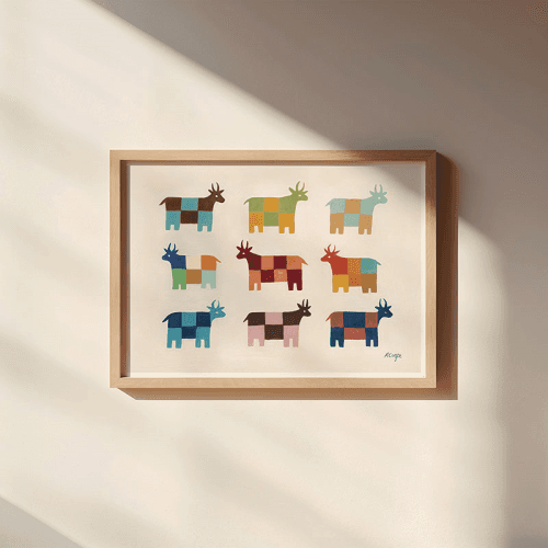 Image showing the Patchwork Cows Print, A3, Multi product.