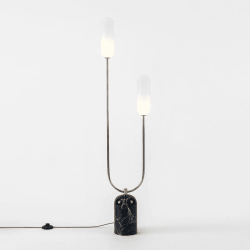 Image showing the Curve Marble Floor Lamp, H130cm, Olive Green product.